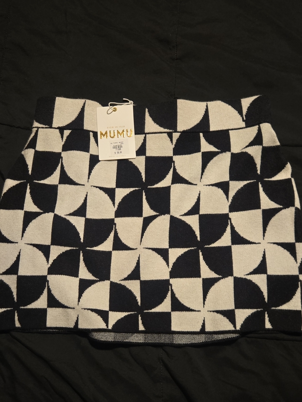 Show Me Your MuMu Black and White Geometric Mini Skirt - Picture 1 of 2